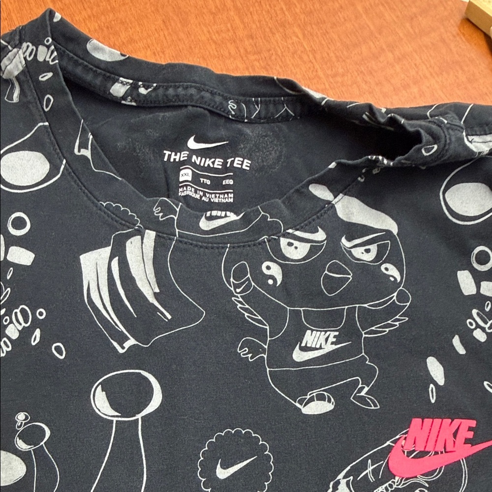 Nike Black Tee with Cartoon Graphics
